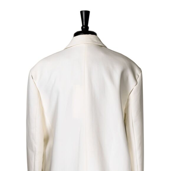 Zara Women's Blazer Ivory One Button Oversized Stretch Lined Suit Jacket L NWT - Picture 8 of 9